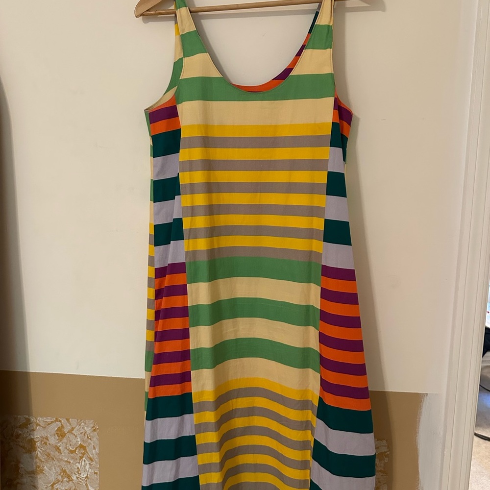 Colorful Striped Sleeveless Midi Dress